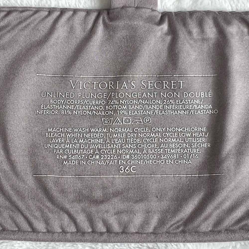 Victoria’s Secret Bra Unlined Plunge Racerback Bralette Seamless Deep V Grey 36C - Picture 6 of 11